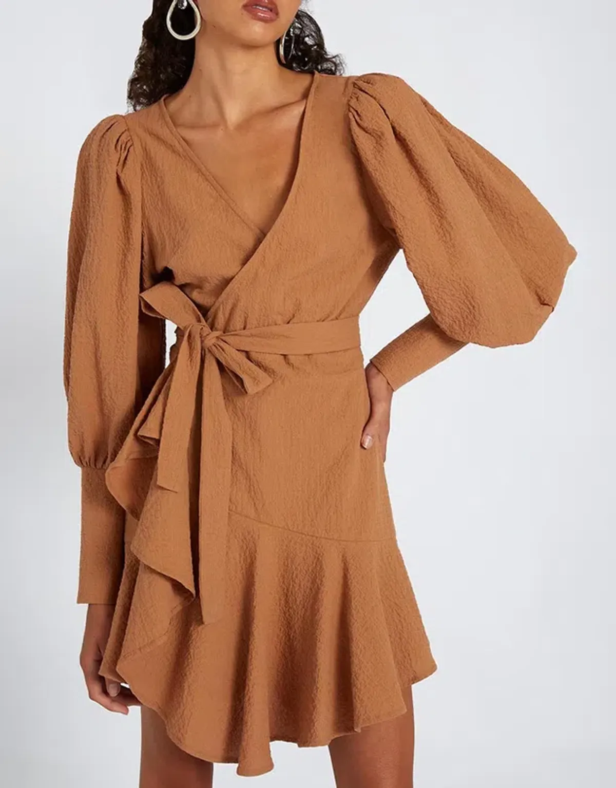 By Johnny Crush Wrap Dress Tan Size 8 - Image 2