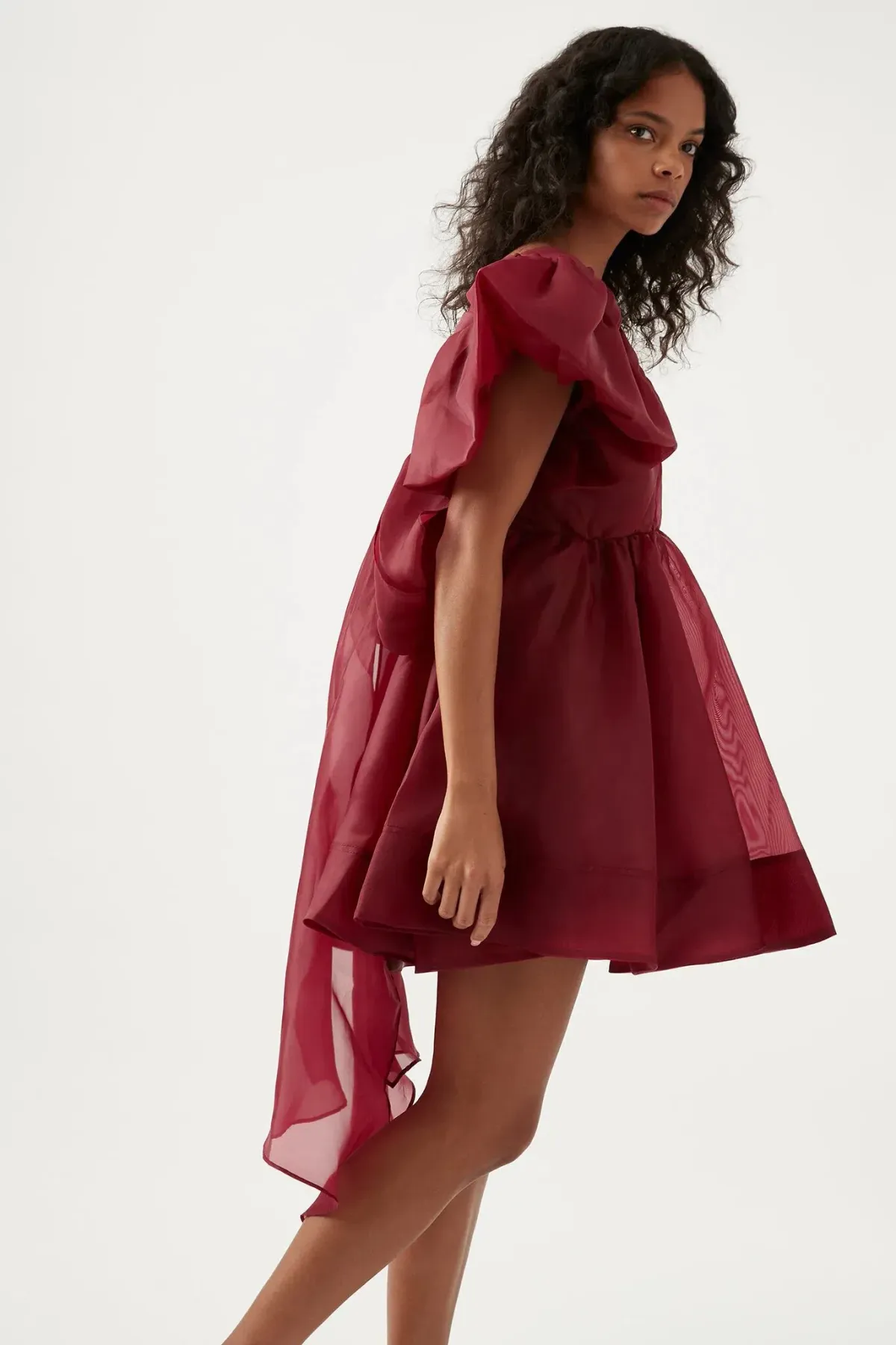 Aje Gretta Organza Mini Dress Burgundy Size 8 - Image 3