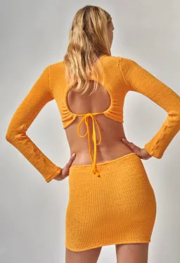 Hunza G Celeste Top and Mini Skirt Set Mango Sorbet One Size for rent on The Volte - image 3