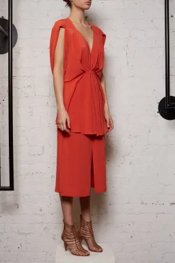 KITX Nature Cape Silk Dress in Melon Size 8 for rent on The Volte - image 5