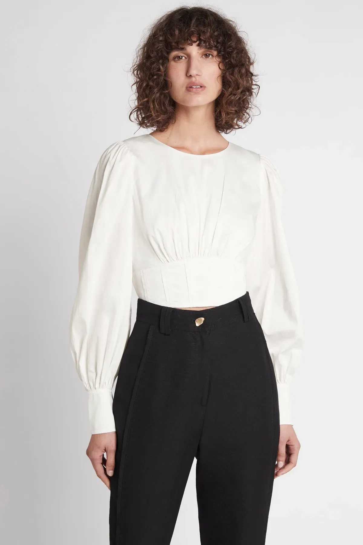 Aje Poised Lace Up Cropped Top Ivory Size 12 / L - Image 2