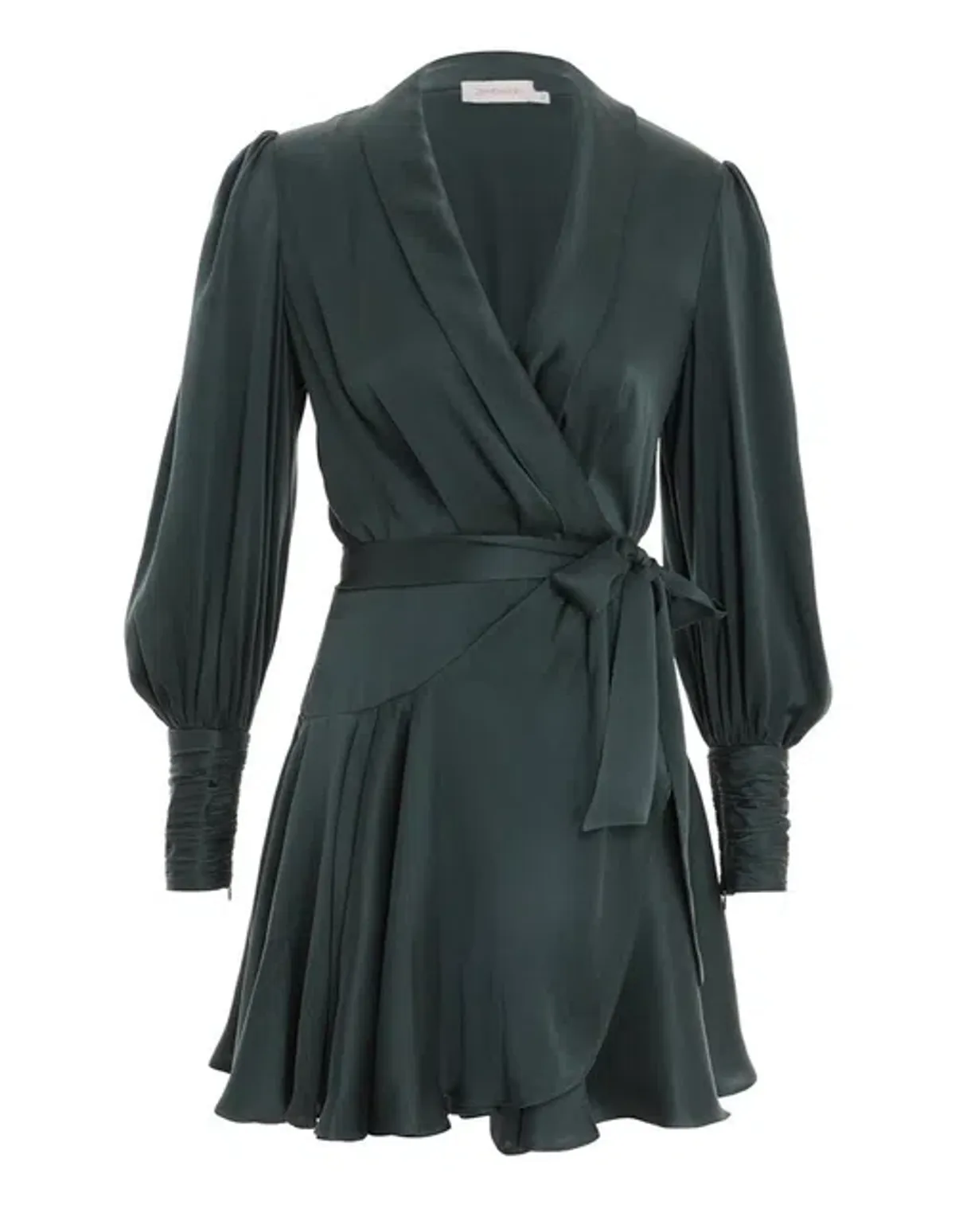 Zimmermann The Silk Wrap Mini Dress in Bottle Green Size 0/Au 8 - Image 2