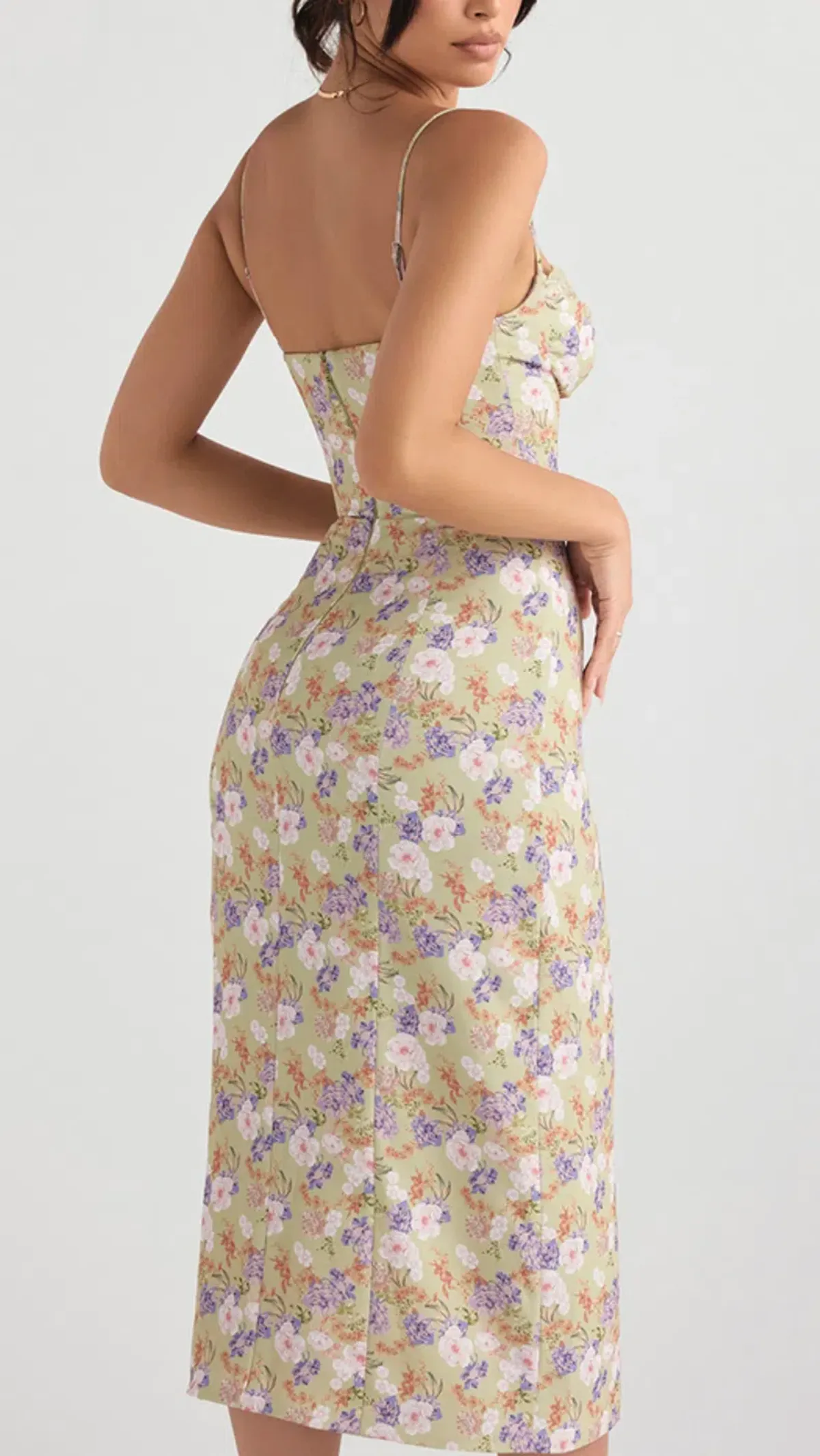 House of CB Charlotte Midi Sundress Green Floral Size 6 - Image 3