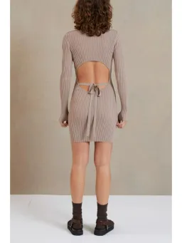 Bec & Bridge Lyla Knit L/S Mini Dress in Fawn Size AU 6  for rent on The Volte - image 2