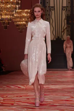 Alice McCall Night Sky Trench Dress Blush Pink Sequin Midi Dress Size 8 for rent on The Volte - image 1