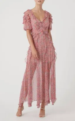 Rachel Gilbert Chiara Silk Floral Maxi Dress Size 1/Au 8 for rent on The Volte - image 2
