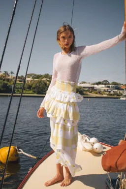 Ambra Maddalena Guinevera Dress Lemonata/White Size 10 for rent on The Volte - image 1