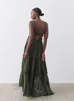 Joslin Studio Liana 2.0 Linen Maxi Dress Forest Size 8 for rent on The Volte - image 2