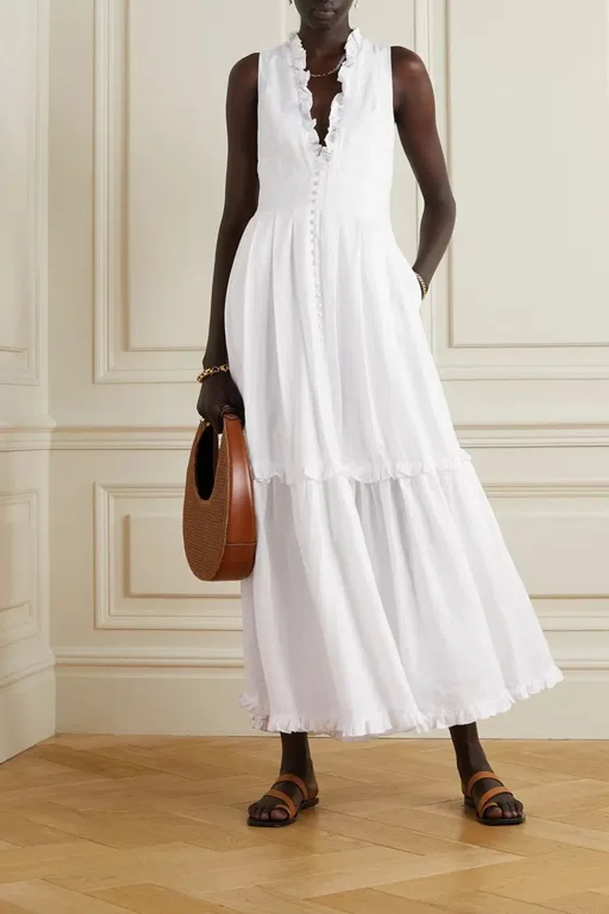 Joslin Juliet Rami Maxi Dress in White Size 8 - Image 1