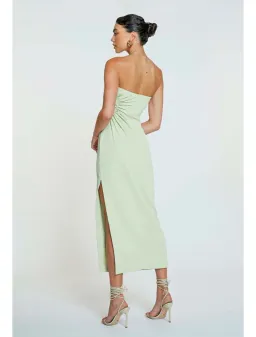 By Johnny Selena Strapless Midi Dress Avocado Green Size 8 / S for rent on The Volte - image 3