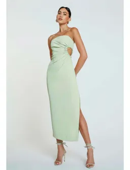 By Johnny Selena Strapless Midi Dress Avocado Green Size 8 / S for rent on The Volte - image 1