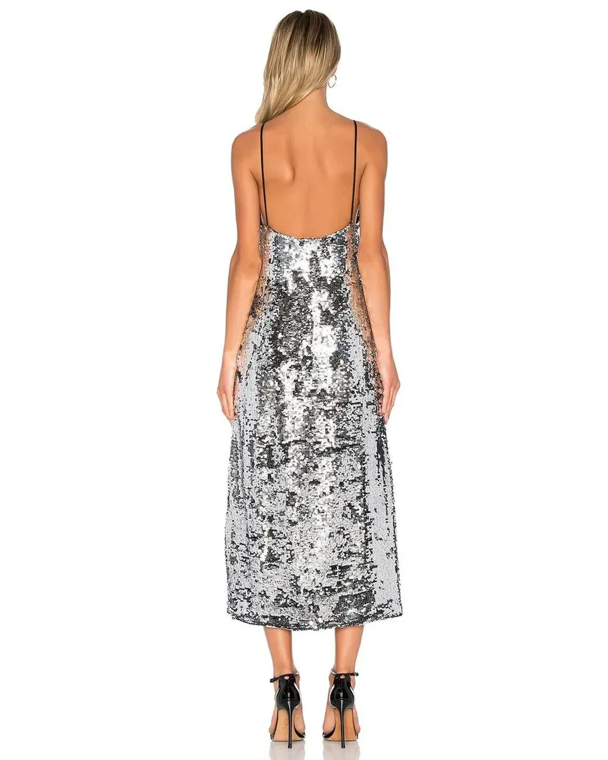 Off-White c/o Virgil Abloh Metallic Sequin Slip Dress Size 10 - Image 2