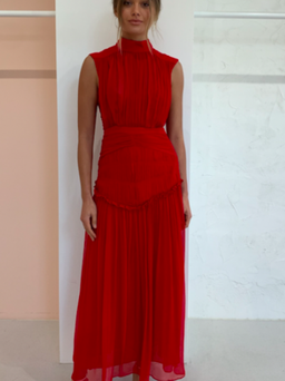 Shona Joy Clemence High Neck Midi Dress Red Size 12 for rent on The Volte - image 1
