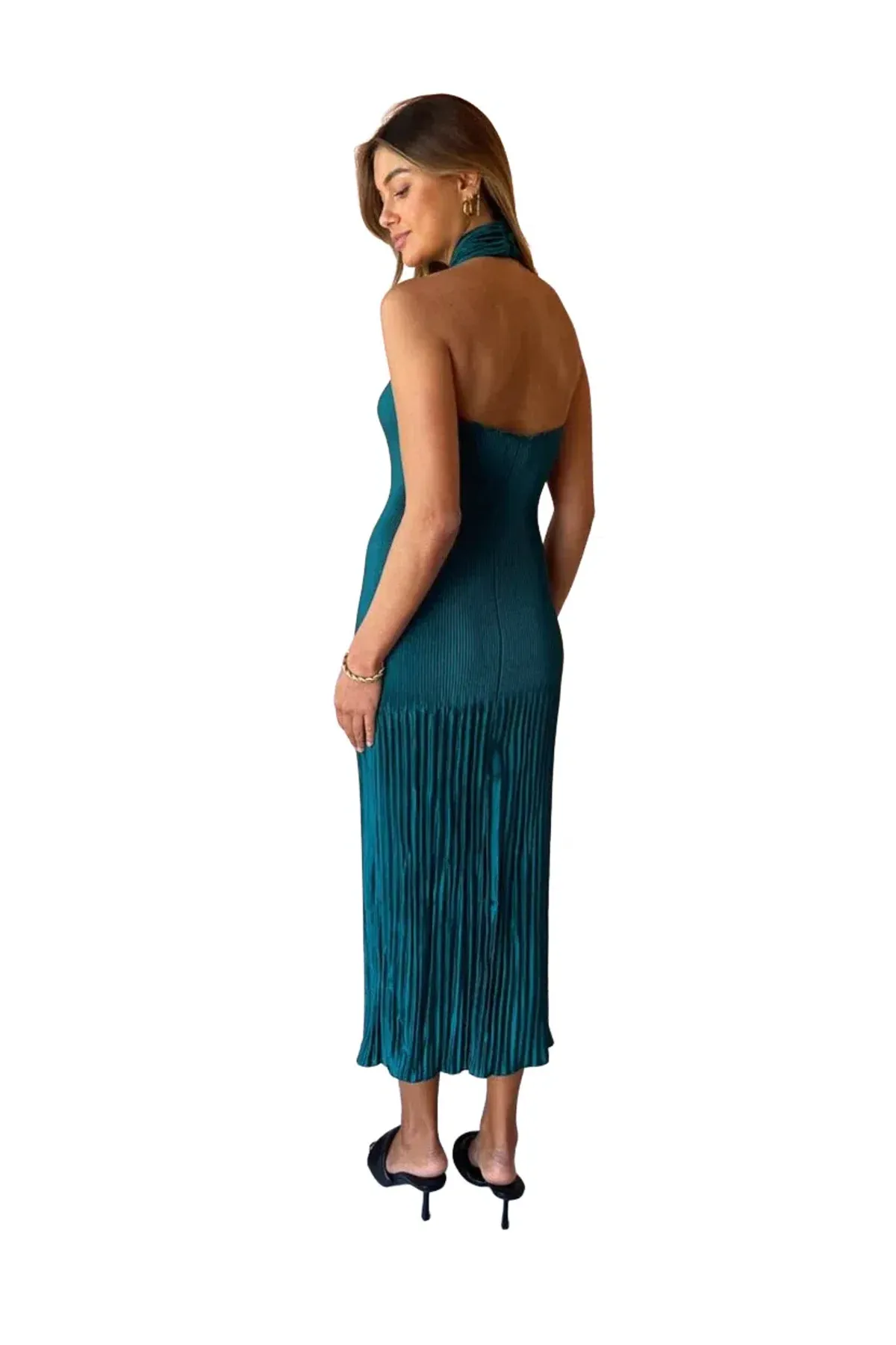 Lidee Soiree Halter Gown Teal Green Size 12 - Image 5