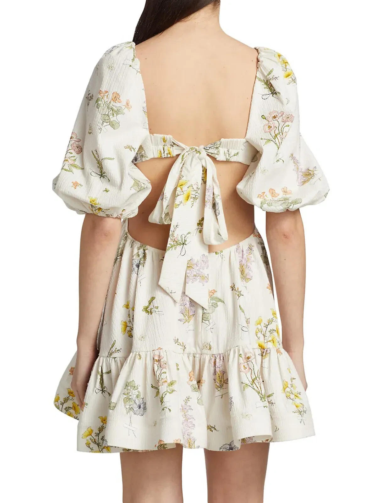 Zimmerman Jeannie Puff Sleeve Mini Dress Floral Size 1/Au 8 - Image 4