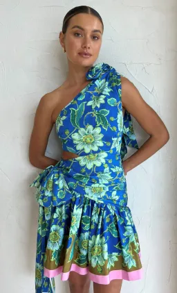 Alemais Winnie One Shoulder Mini Dress Blue Floral Size 10  for rent on The Volte - image 2