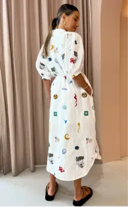 Alemais Soleil Embroidered Shirtdress In Ivory Size 10  for rent on The Volte - image 2