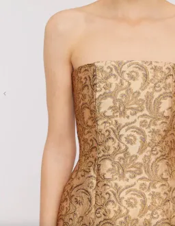 Scanlan Theodore Brocade Mini Dress Gold Size 6 for rent on The Volte - image 2