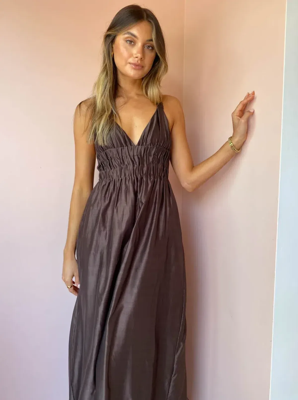 Sir the Label Anje V neck gown chocolate size 0 - Image 1
