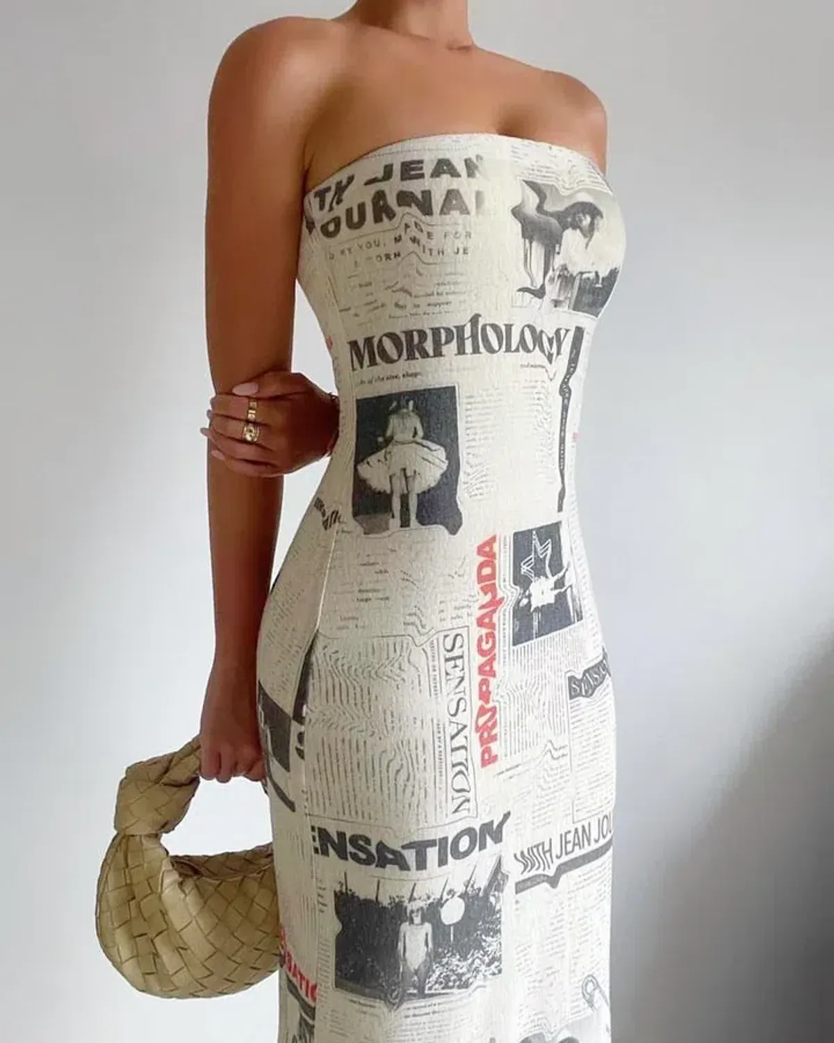With Jean Frankie Midi Dress Read All About It Print Size S / Au 8 - Image 4