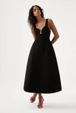 Aje Sylvette Knit Midi Dress Black Size XXS for rent on The Volte - image 1
