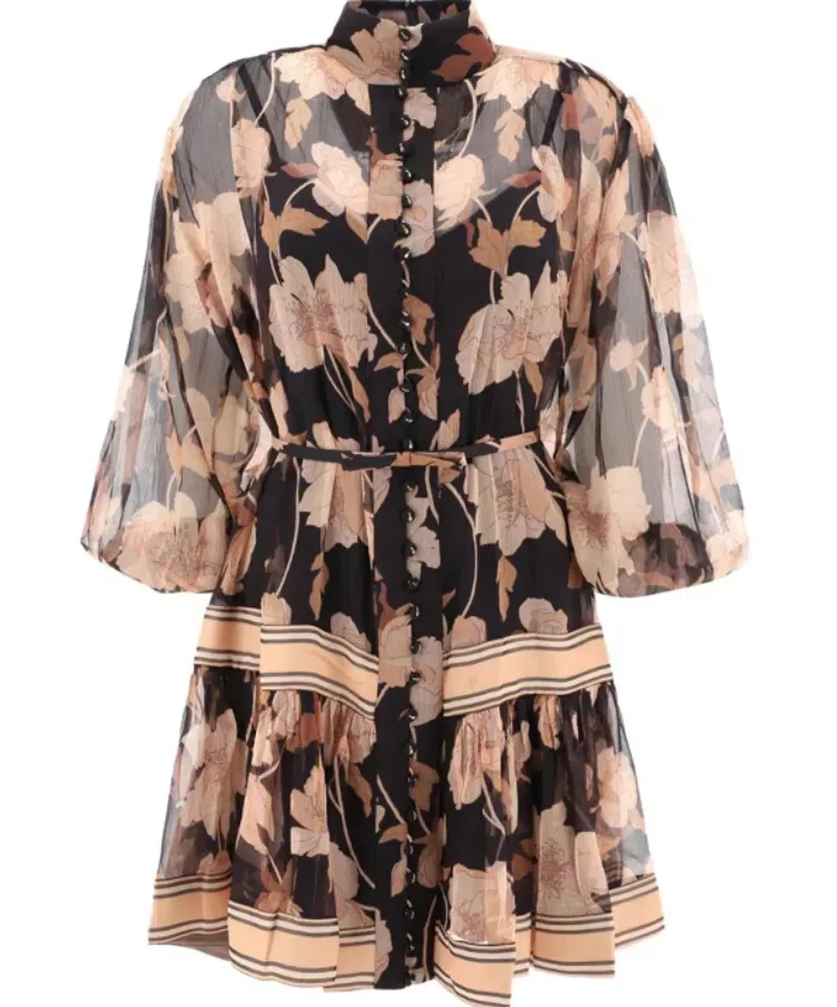 Zimmermann Concert Peonies Panelled Mini Dress Black Peonies Size 0 / AU 8 - Image 2