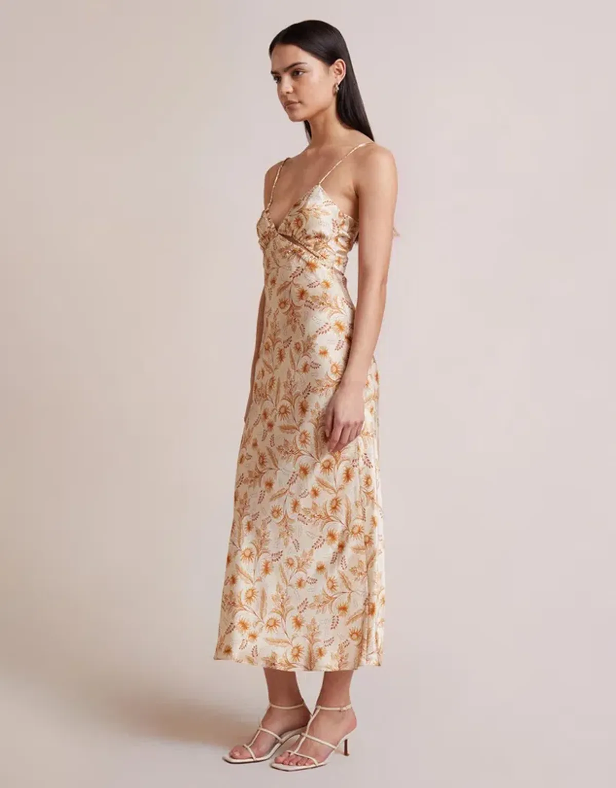 Bec & Bridge Fleetwood Midi Dress Floral Cream Size 10 - Image 2