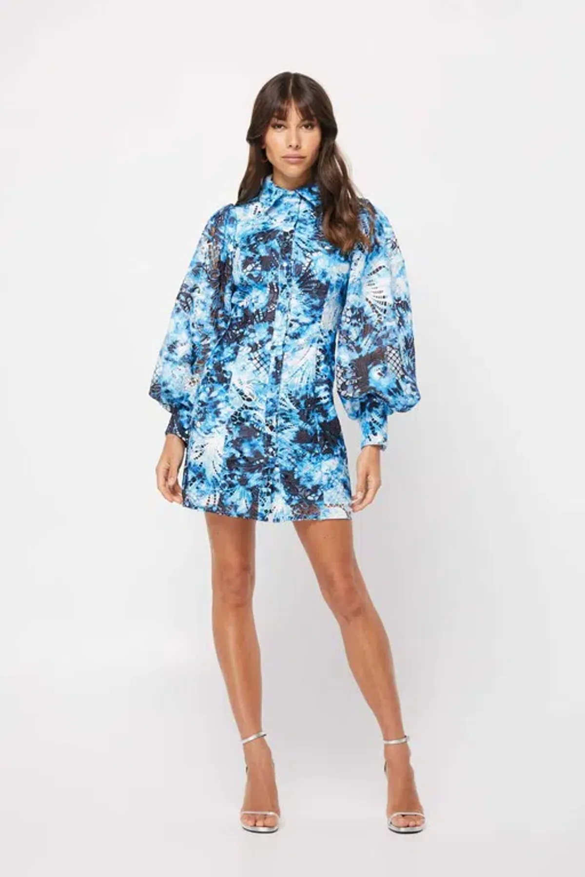 Mossman The High Rise Mini Dress Blue and white Size 8 - Image 1