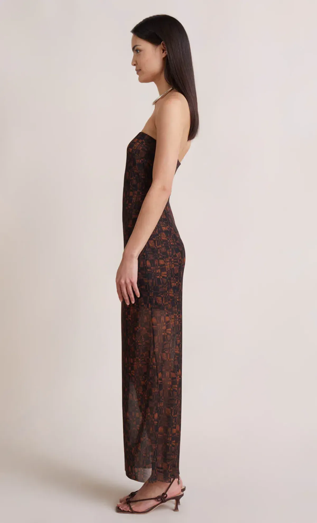 Bec & Bridge Checkmate Strapless Maxi Dress Print Size 12 - Image 4