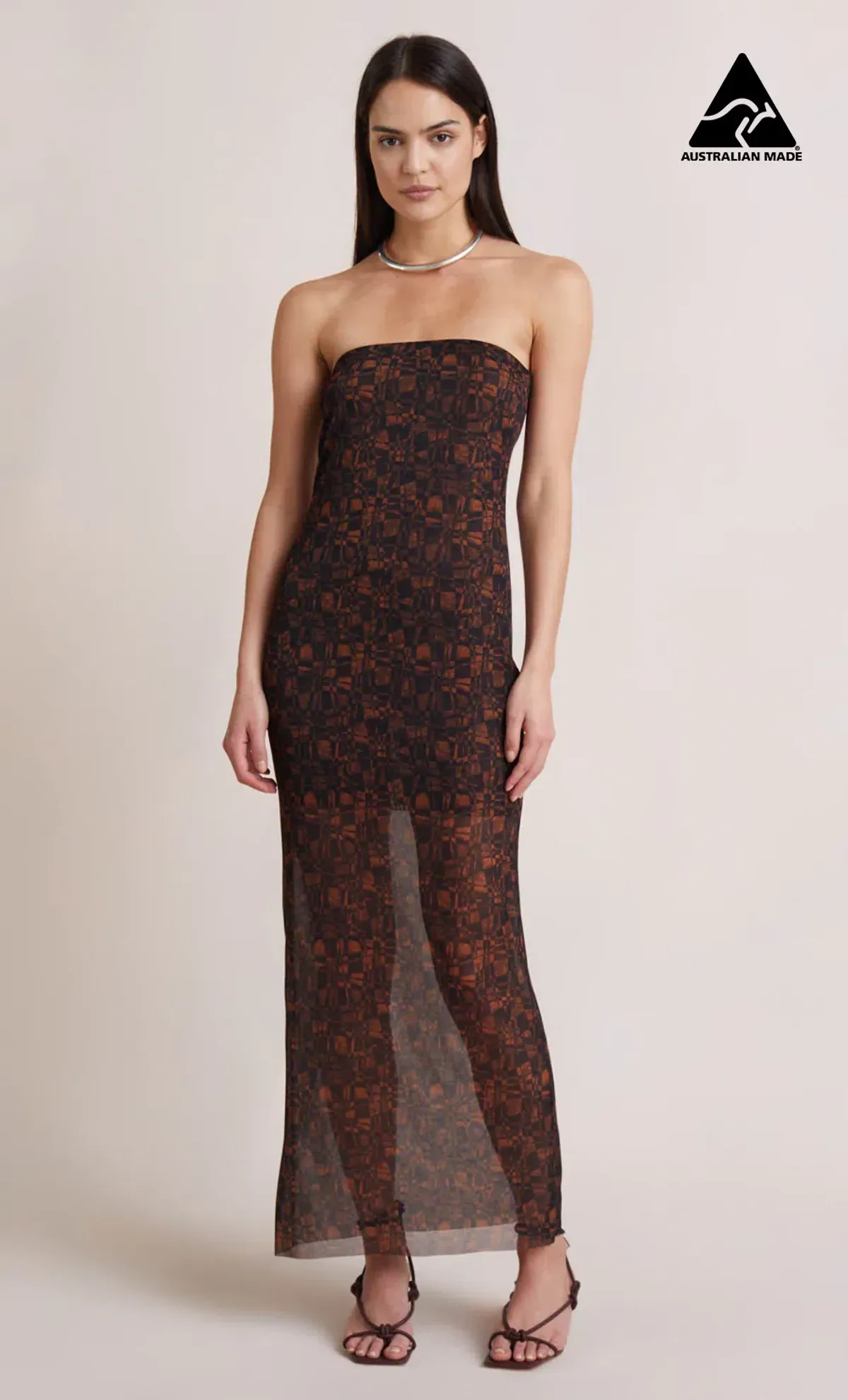 Bec & Bridge Checkmate Strapless Maxi Dress Print Size 12 - Image 5