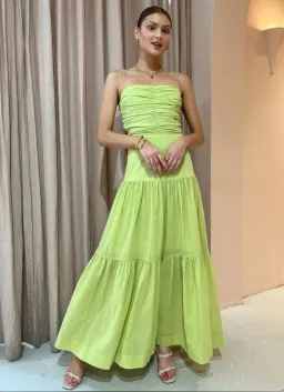 Bec & Bridge Solstice Drop Waist Dress Lime Green Size 6 for rent on The Volte - image 1