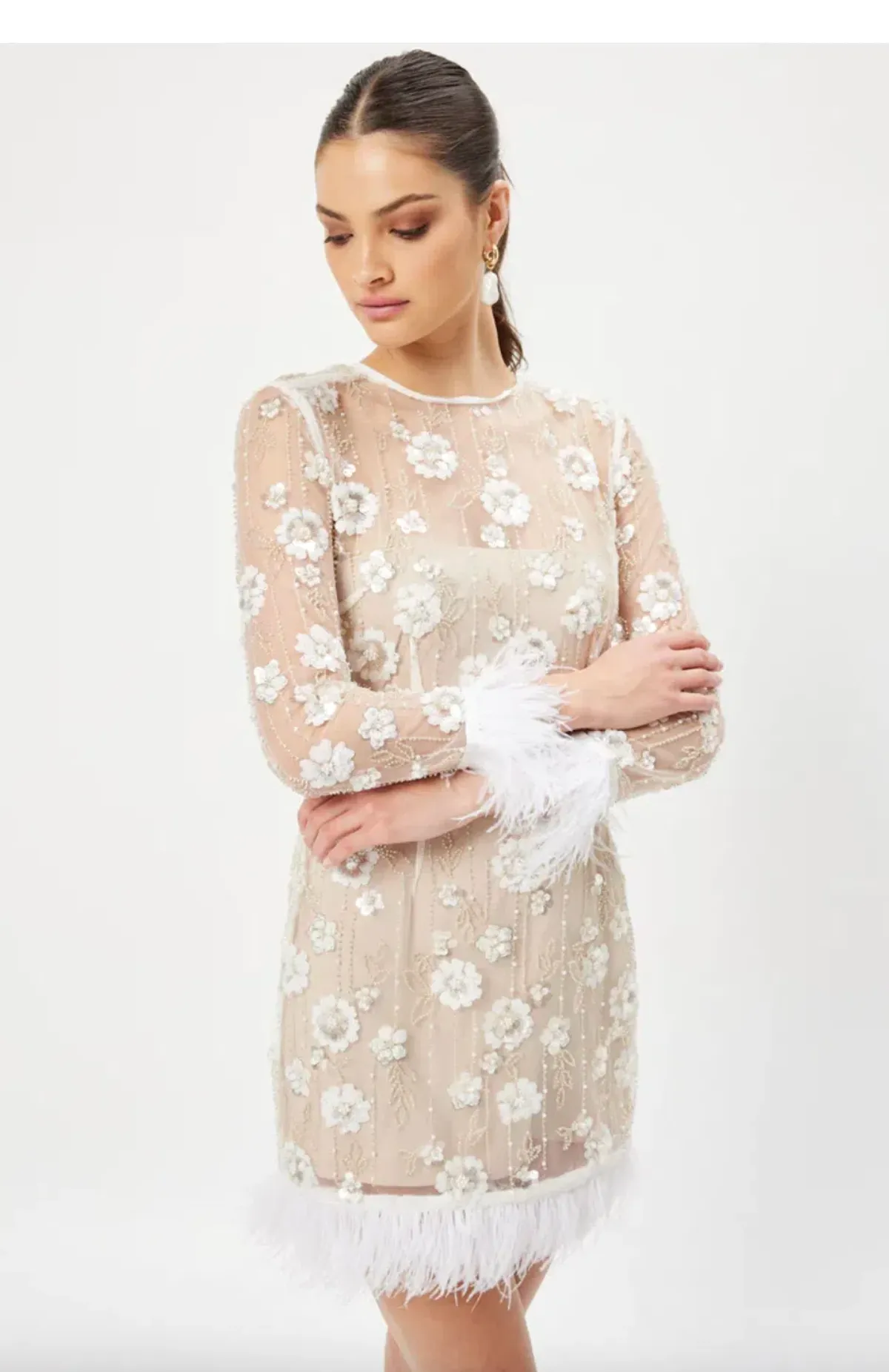 Eliatt Grandis Dress Feather and Applique Size S/AU 8 - Image 3