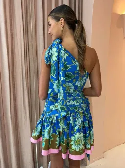 Alemais Winnie One Shoulder Mini Dress Blue Floral Print Size 10 for rent on The Volte - image 2