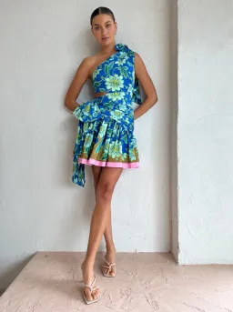 Alemais Winnie One Shoulder Mini Dress Blue Size 8 for rent on The Volte - image 1