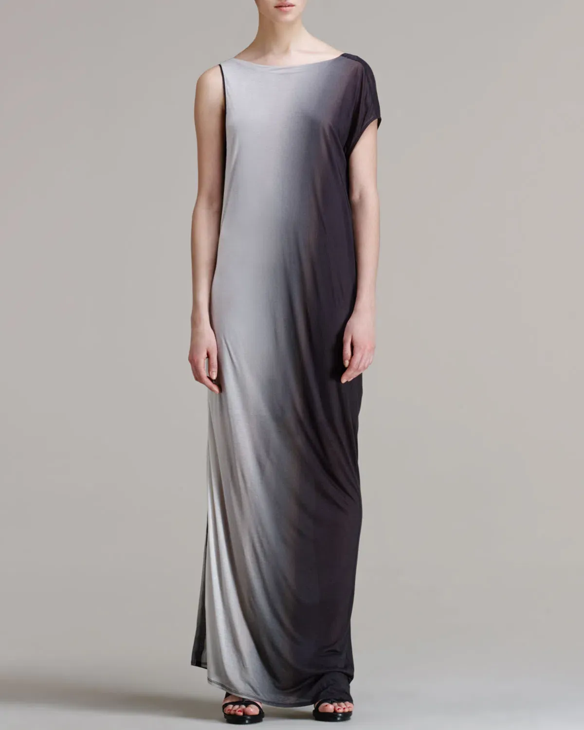 Helmut Lang Shadow Ombré Jersey Maxi Dress Grey Size S / Au 8 - Image 1