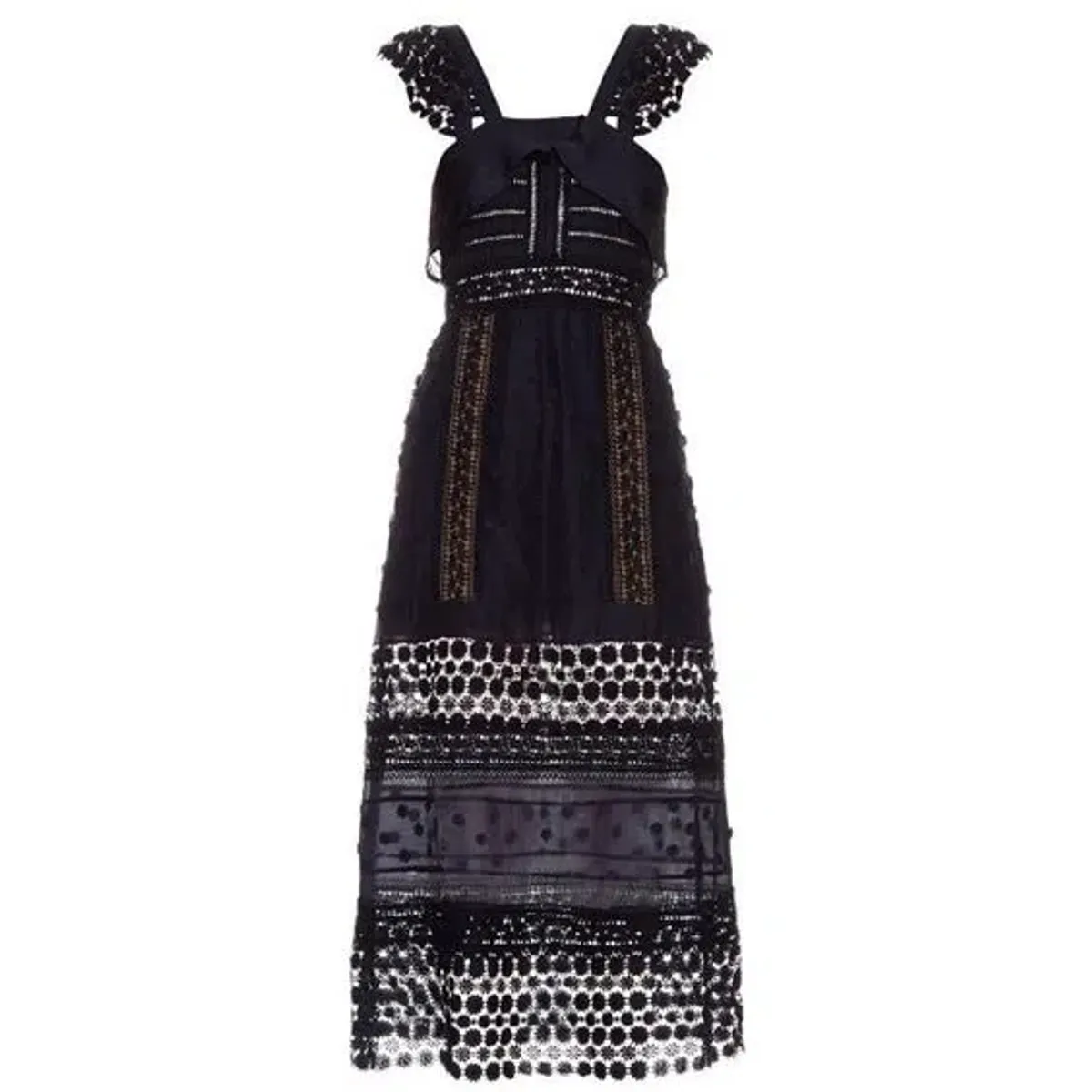 Self Portrait Bluebell Lace Insert Midi Dress Navy Size 10 - Image 6