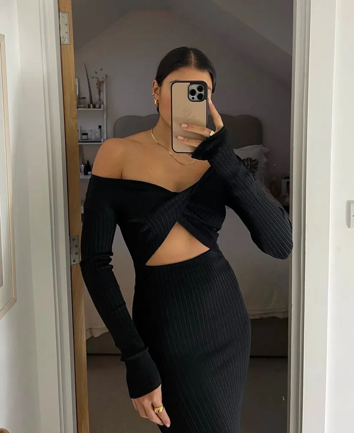 Sir the Label Kelvin Off Shoulder Midi Dress Black Size 1 / Au 8 - Image 3