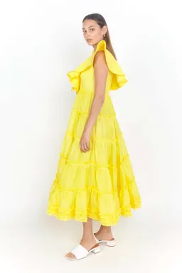 Leo Lin Limon Silk Linen Dress Yellow Size 8 for rent on The Volte - image 2