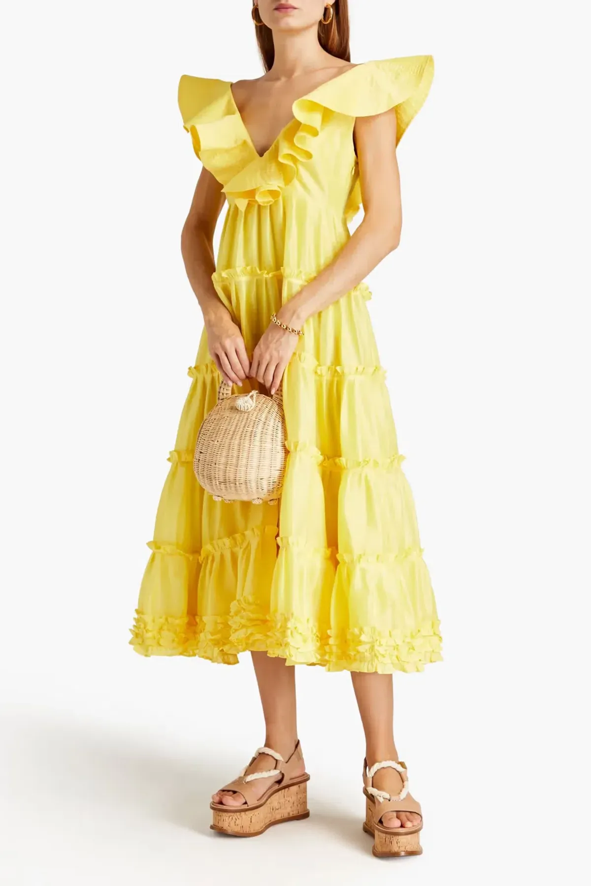 Leo Lin Limon Silk Linen Dress Yellow Size 8 - Image 1