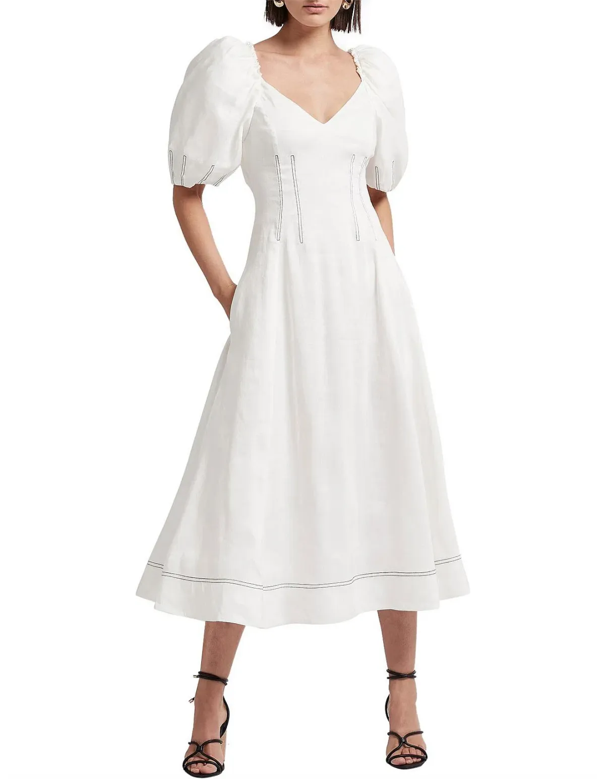 Aje Harmony Midi Dress White Size 8 - Image 1