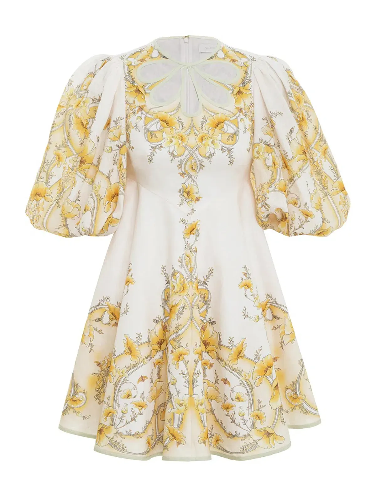 Zimmermann Jeannie Keyhole Mini Dress Yellow Poppy AU12 - Image 1