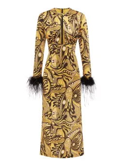 Alice McCall Gold Dust Feather Midi Dress Gold Size 6 /AU 10 for rent on The Volte - image 5