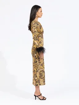 Alice McCall Gold Dust Feather Midi Dress Gold Size 6 /AU 10 for rent on The Volte - image 3
