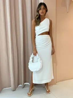 Sir The Label Clemence One Shoulder Midi Dress White Size AU 10 for rent on The Volte - image 1