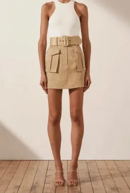 Shona Joy Ellington Mini Skirt with Belt Brown Size 10 / M for rent on The Volte - image 1