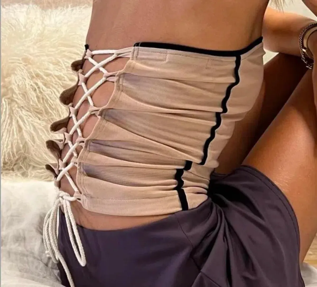 With Harper Lu Contrast Corset Blush One Size - Image 2