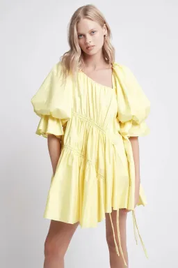 Aje Hushed Asymmetric Mini Dress Yellow Size 8 for rent on The Volte - image 2