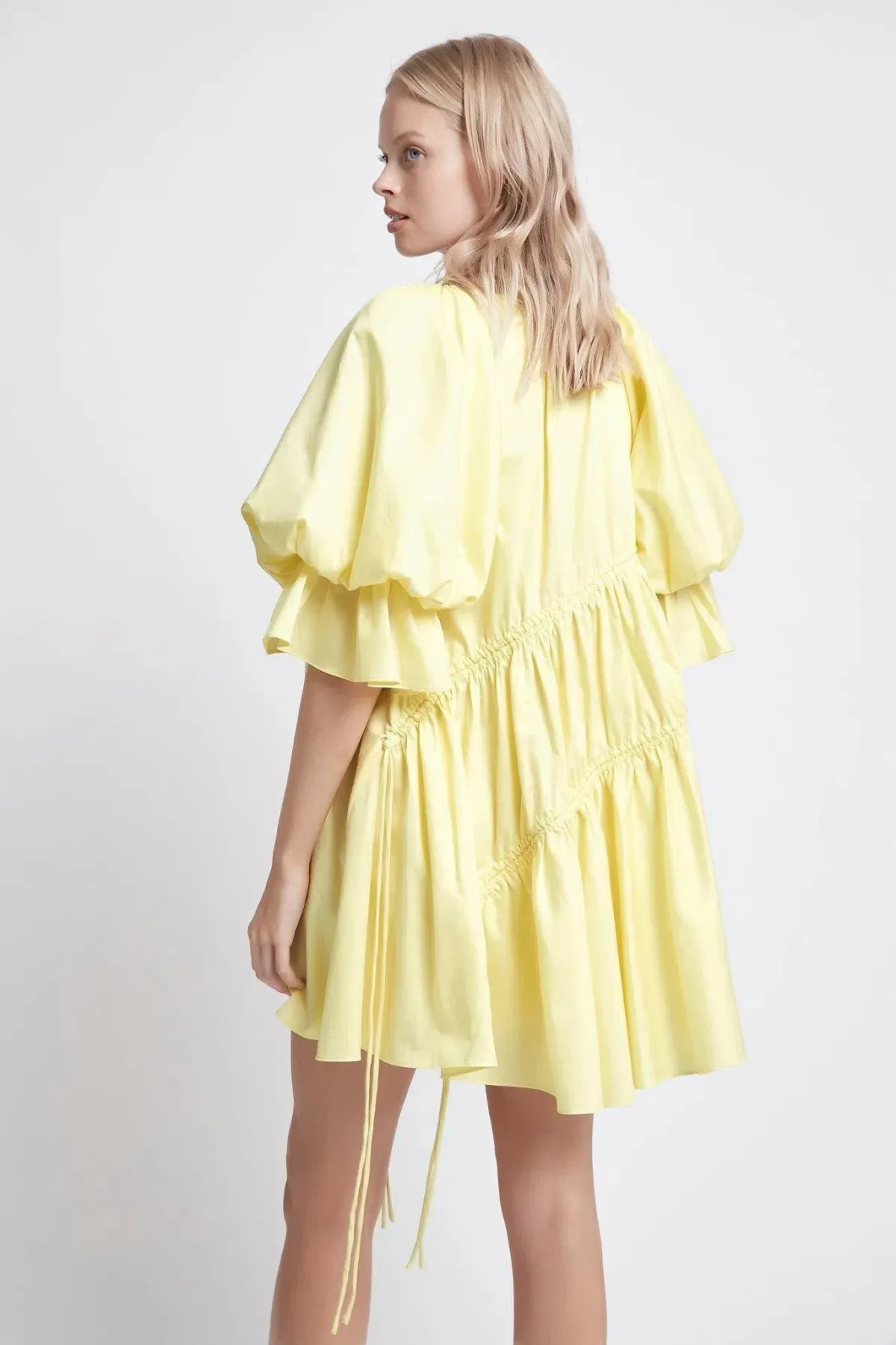 Aje Hushed Asymmetric Mini Dress Yellow Size 8 - Image 3
