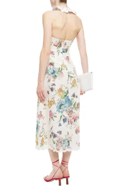 Zimmermann Ninety-Six Cascade Halterneck Cream Floral Midi Dress Floral Size 0/ AU 8 for rent on The Volte - image 2