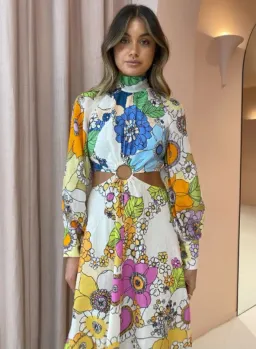 Alemais Farrah Cut Out Midi Dress Print Size 8 for rent on The Volte - image 2